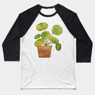 Pilea Plant in a Pot Illustration Baseball T-Shirt